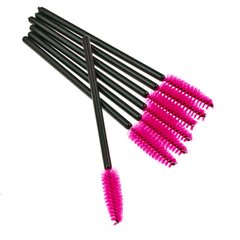 Brushes for eyebrows and eyelashes disposable pink-black, 50 pcs