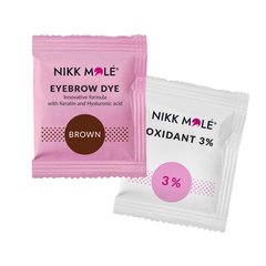 Nikk Mole Eyebrow and eyelash dye, Brown - sachet + oxidizer, 5g
