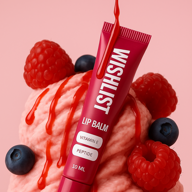 Бальзам-блеск Wishlist lip для губ Gloss Balm Ruby Nectar 10 мл + игрушка брелок "Ягода созрела" в интернет магазине Beauty Hunter
