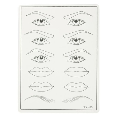 Training mat with sketch of eyebrows, eyes and lips WX-03, white, 140*187 mm