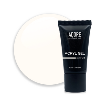Акрил-гель Adore Professional камуфлюючий для нігтів №08 Milky молочний теплий 30 мл в інтернет магазині Beauty Hunter