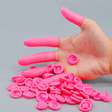 Disposable latex finger pads, pink, size M, 500g