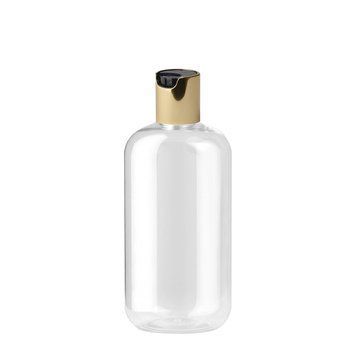 Butelka plastikowa przezroczysta ze złotą nakrętką w kształcie dysku, 100 ml w sklepie internetowym Beauty Hunter