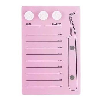 A tablet with a container for glue and a magnet for tweezers for eyelash extensions, pink, 92*143 mm.