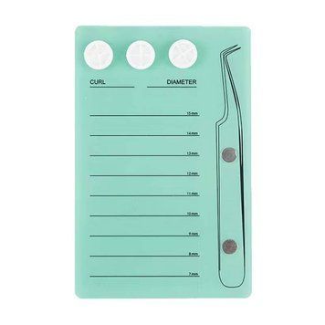 Tablet with a container for glue and a magnet for tweezers for eyelash extensions, green, 92*143 mm