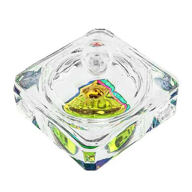 Chameleon glass cup with lid, square