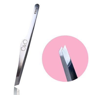 OKO 02 Easy Touch Пінцет для брів скошений, м'який нажим (ручне заточування) в інтернет магазині Beauty Hunter