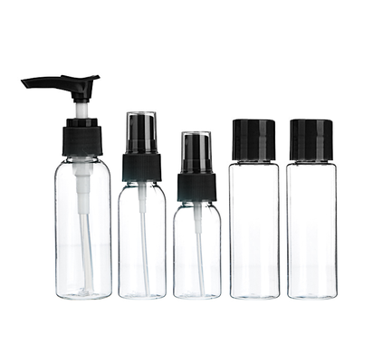 Travel set of cosmetic bottles