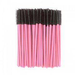 Brushes for eyebrows and eyelashes disposable black-pink 50 pcs