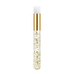 Cleansing brush for eyelashes and eyebrows, with gold glitter
