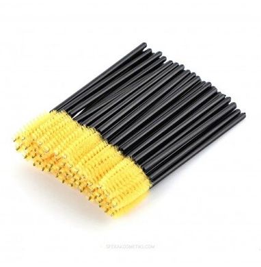 Brushes for eyebrows and eyelashes disposable yellow, 50 pcs