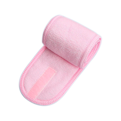 Terry hair bandage with Velcro for applying makeup, Pink