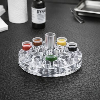 Round stand for pigments, transparent