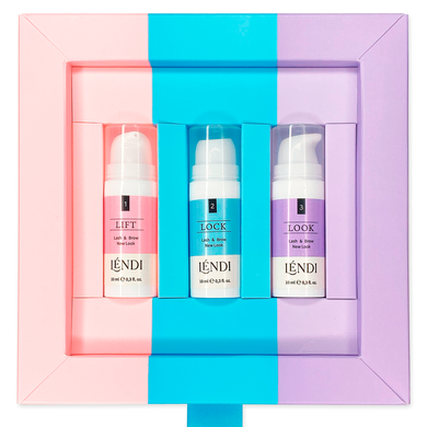 Lendi Set of compositions for lamination of eyelashes and eyebrows Lash&Brow New Look, 3x10 ml