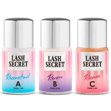 Lash Secret Zestaw do laminacji rzęs trzy etapy A, B, C, 3 butelki po 5 ml w sklepie internetowym Beauty Hunter