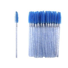 Brushes for eyebrows and eyelashes, blue with sparkles, 50 pcs