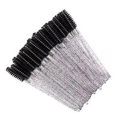 Brushes for eyebrows and eyelashes, black with sparkles, 50 pcs