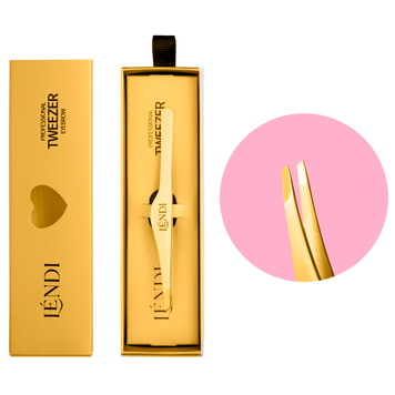 Lendi Pęseta do brwi, kątowa, Golden Spark w sklepie internetowym Beauty Hunter