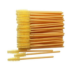 Brushes for eyebrows and eyelashes disposable gold, 50 pcs