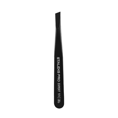 Staleks Пінцет для брів Expert 11 Type 3 (широкі скошені кромки) чорний в інтернет магазині Beauty Hunter