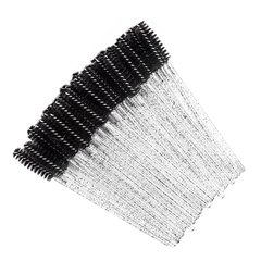 Brushes for eyebrows and eyelashes, black with silver sparkles, 50 pcs