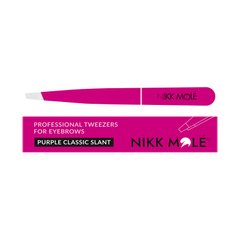 Nikk Mole Tweezers for eyebrows classic, Tweezers classic slant, Purple-pink