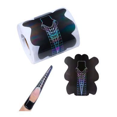 Nail extension forms in a roll, black, 100 pcs.