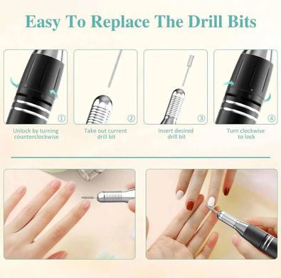 Set of cutters with cutters for manicure Nail Drill Machine JF-603 35,000 rpm Grey