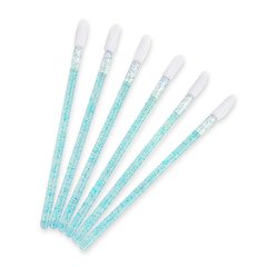 Lip brushes turquoise with sparkles, 50 pcs