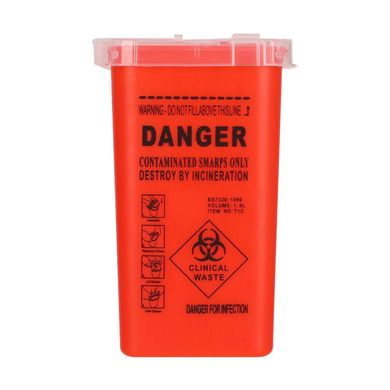 Needle disposal container, red