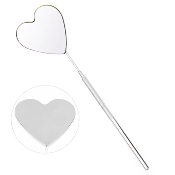 Heart-shaped mirror for lamination and extension, silver