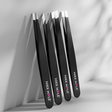 Nikk Mole Eyebrow Tweezers Classic, Angled, Black