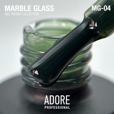 Gel polish Adore Professional for stained glass coating Marble glass MG-04 Malachite green glaze 8 ml