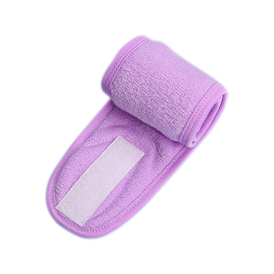 Terry hair bandage with Velcro for applying makeup, Light Purple