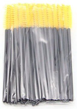 Cosmetic disposable brushes for mascara and eyelashes (brushes) Yellow