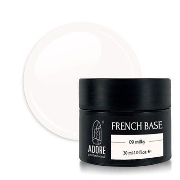 База Adore Professional камуфлирующая для ногтей French base №09 Milky молочная 30 мл в интернет магазине Beauty Hunter