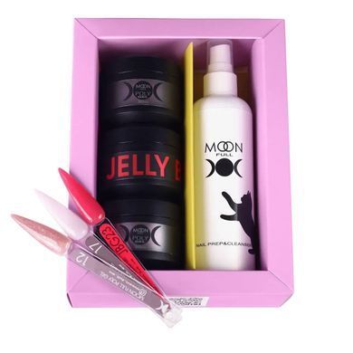 Zestaw Moon Full Gel w limitowanej edycji nr 1: Poly Gel 12, Poly Gel 17, Jelly Gel 23, Prep & Cleanser 3x1 w sklepie internetowym Beauty Hunter