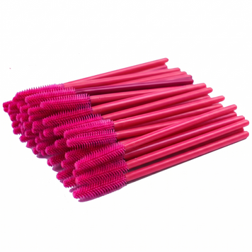 Silicone eyelash brushes, raspberry neon, 50 pcs.
