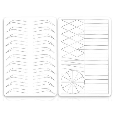 Training mat with eyebrow sketch Premium White and Silver, double-sided, 14.6*22 cm