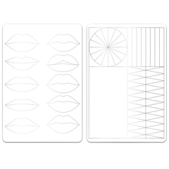 Training mat with lips sketch Premium White and Silver, double-sided, 14.6*22 cm