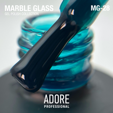 Гель-лак Adore Professional для вітражного покриття Marble glass MG-28 Larimar бірюзовий вітраж 8 мл в інтернет магазині Beauty Hunter