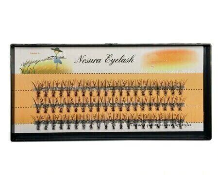 Natural long eyelashes 10 mm. (cluster/overlay) 60 bundles NESURA