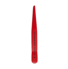 Staleks Пинцет для бровей Expert 11 Type 4 (узкие скошенные кромки) красный в интернет магазине Beauty Hunter