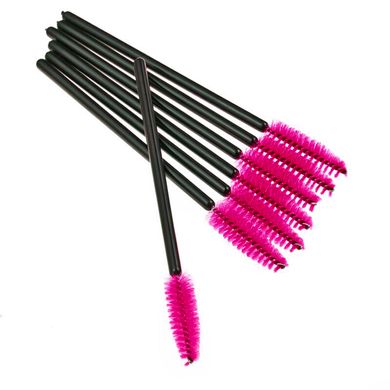 Браши для брів та вій одноразові рожево-чорні, 50 шт в інтернет магазині Beauty Hunter