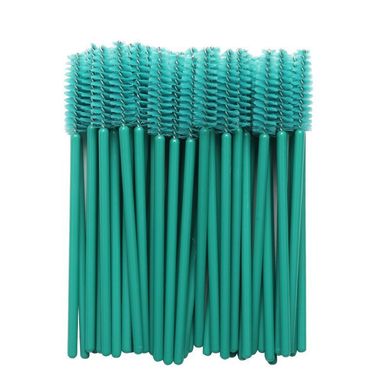 Disposable brushes for eyebrows and eyelashes, turquoise, 50 pcs