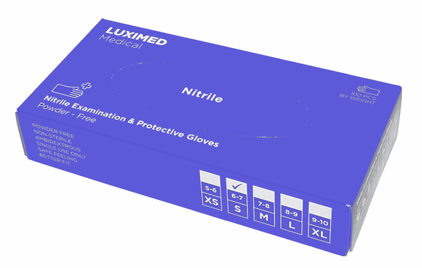 Luximed Nitrile gloves without talc, blue, 100 pcs, S