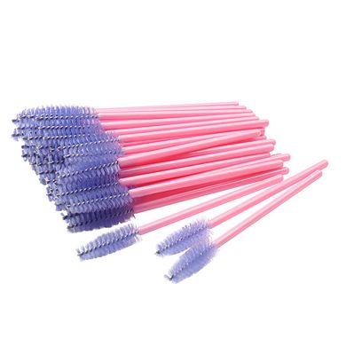 Disposable brushes for eyebrows and eyelashes pink-violet, 50 pcs