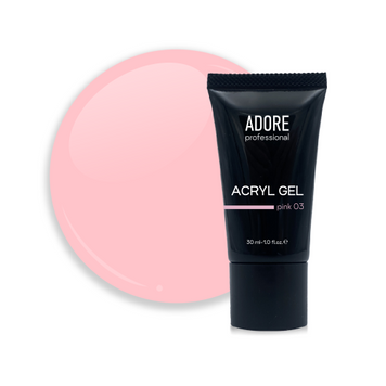 Акрил-гель Adore Professional камуфлюючий для нігтів №03 Pink світло-рожевий 30 мл в інтернет магазині Beauty Hunter