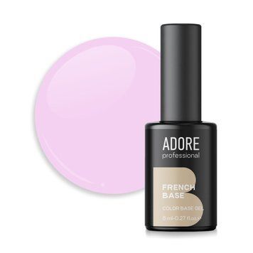 База Adore Professional камуфлююча для нігтів French base №15 Baby blush світлий рожево-бузковий 8 мл в інтернет магазині Beauty Hunter