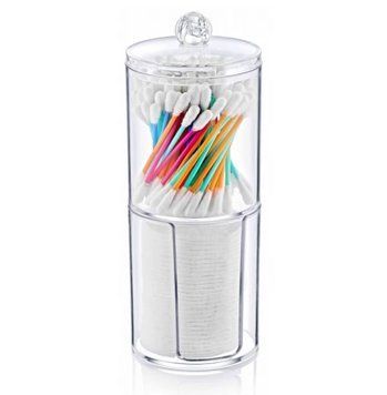 Container organizer for cotton swabs and disks round 2 in 1